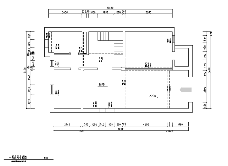 [黑龙江]新装饰主义风格400平米住宅设计施工图（附效果图)-一层原始平面图