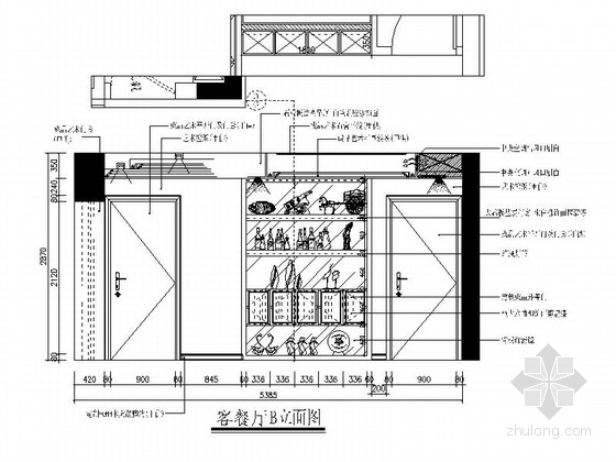 [湖南]时尚简约现代风格三居室室内装修施工图客餐厅立面图 