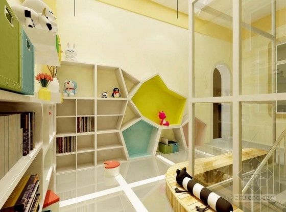 虐死设计师的现代清新幼儿园装修设计图楼梯间效果图 
