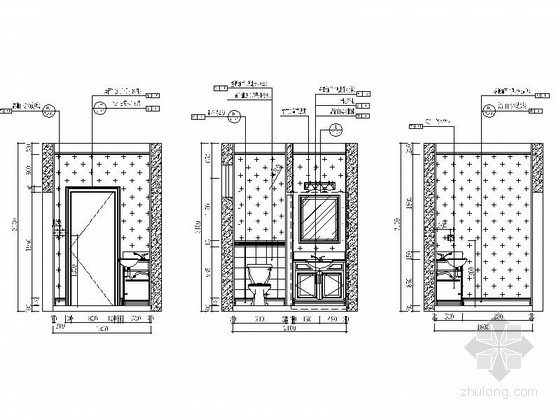 [四川]地知名地产联排别墅室内装修设计图（含效果）卫生间立面图