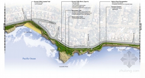 [国外]滨水悬崖旅游公园景观规划方案-部分景观节点分析