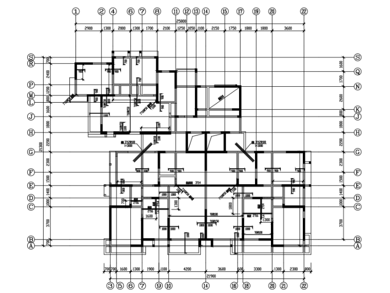 18层含地下室剪力墙结构住宅楼结构施工图（CAD、30张）-16层板配筋图