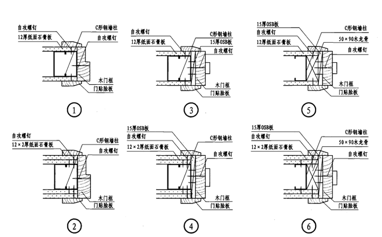 钢结构住宅图集-内墙木门侧狂连接节点