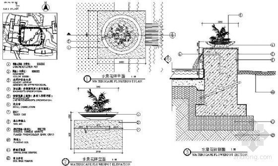 欧式花钵水景施工图资料下载-花钵水景细部详图