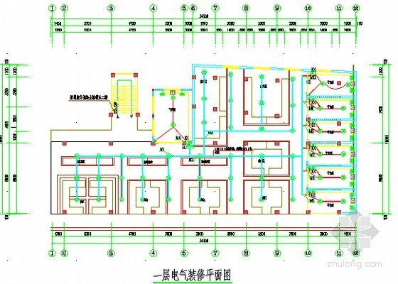 [福建]农贸市场改造工程预算书(预算软件实例 图纸)-一层电气装修平面图 