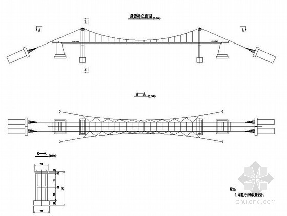 单跨悬索桥计算书资料下载-[学士]小跨吊桥设计(三跨柔性悬索桥)