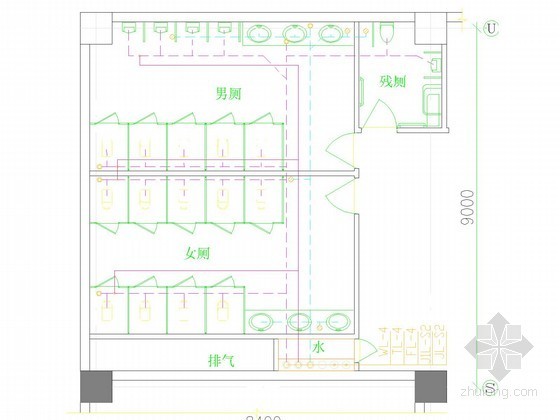 [江苏]20层百货大楼给排水施工图纸（甲级设计院）-卫生间大样图 