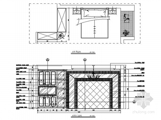 [福州]繁华商业区欧式新古典四居室样板间装修施工图主卧立面图