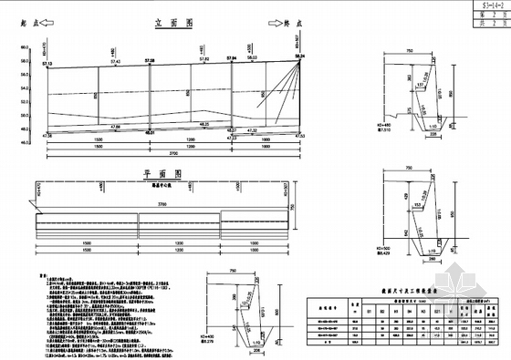 [湖南]预应力变截面现浇箱梁大桥及接线道路工程施工图458页-衡重式路肩墙一般构造图
