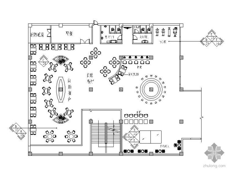 自助餐厅台CAD资料下载-某休闲酒店自助餐厅施工图