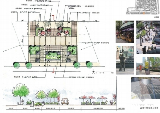 [昆山]日式风格居住区景观设计方案-商业小广场放大节点图