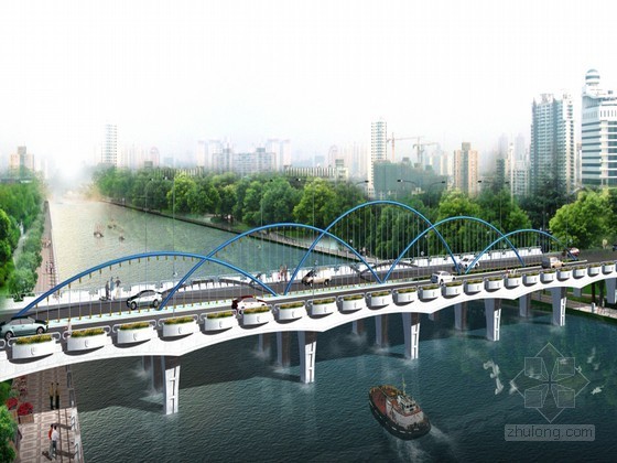 浙江某城市中心核心区资料下载-[西安]某城市中心区跨河桥建筑概念方案