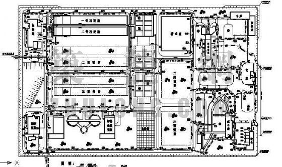 道路管道排水平面图资料下载-湖南某水厂给排水平面图