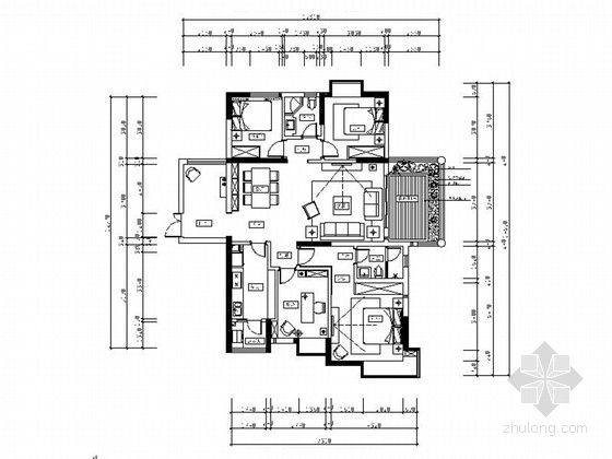 简欧新古典混搭资料下载-[广东]精品新古典简欧混搭风格四居室室内装修施工图（含效果）