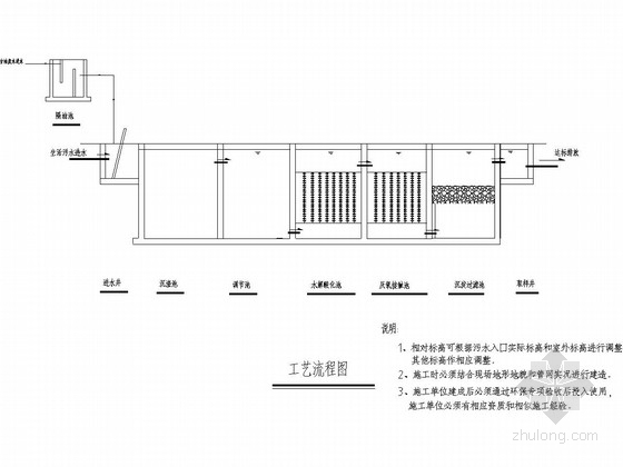 污水厂总平图和高程图资料下载-日处理450立方米污水处理池施工图