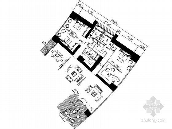 [北京]40层超高层商住楼建筑施工图-住宅区平面图