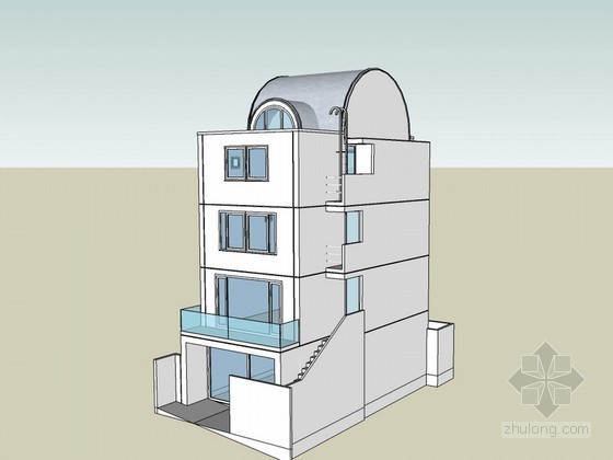 四层花园住宅设计资料下载-四层住宅建筑SketchUp模型