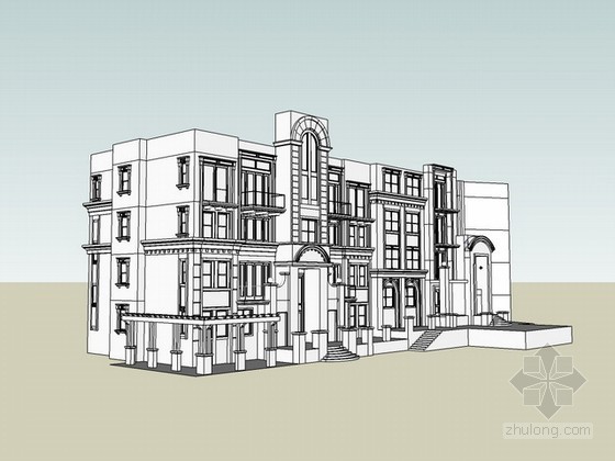 欧式别墅建筑模型制作资料下载-欧式风格别墅sketchup模型下载
