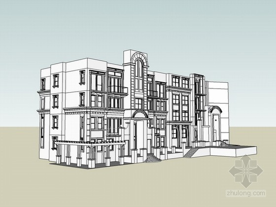 欧式住宅sketchup资料下载-欧式风格别墅sketchup模型下载