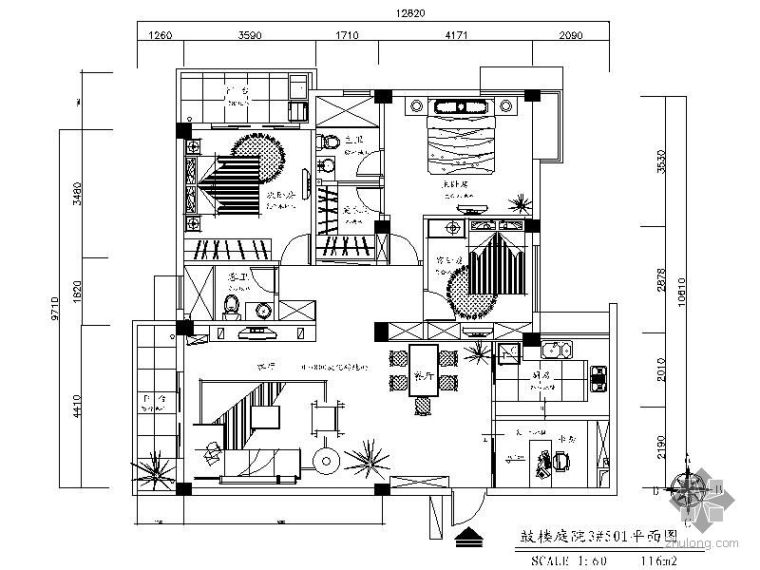 三居室设计方说明资料下载-三居室装饰设计图