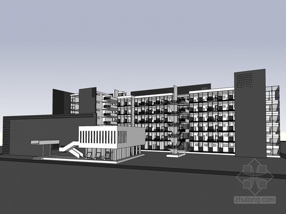西安艺术研究院办公楼设计资料下载-研究院科研楼SketchUp模型下载