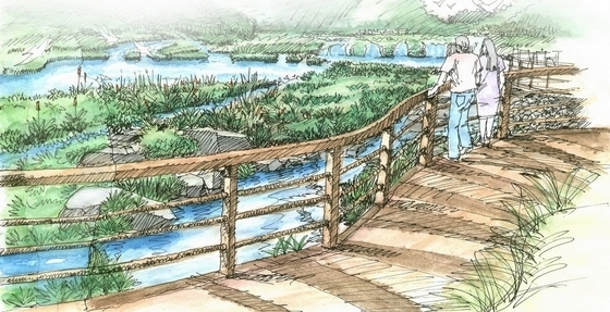 [峨眉山]滨河生态游憩公园景观设计方案-木栈道透视图
