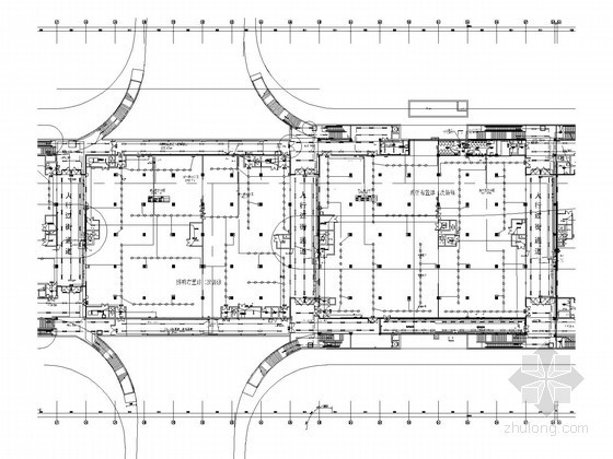 [湖南]大型地下商场强电系统施工图纸（车库 人防）-负一层照明布置平面图(局部) 