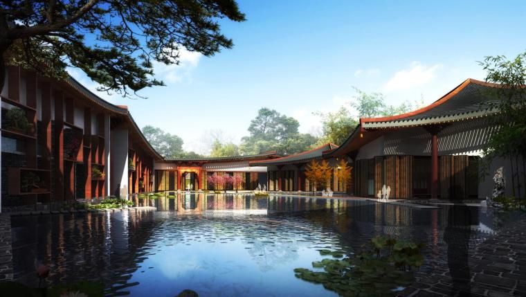 [河南]新中式风格西北湖酒店建筑方案设计（PDF+38页）-效果图二