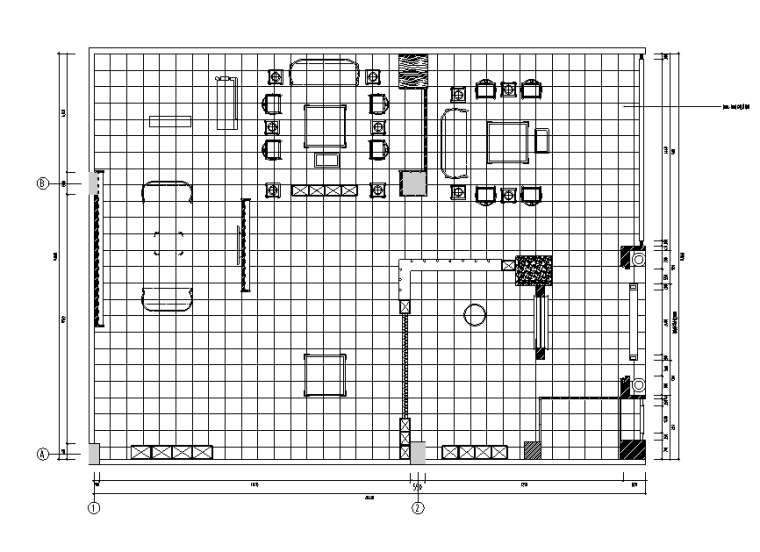 中式风格家具店面设计施工图（附效果图）-地面布置图