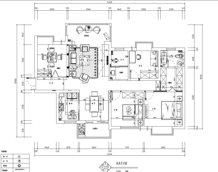 [上海]上海城4房附全套施工图设计+效果图-家具尺寸图