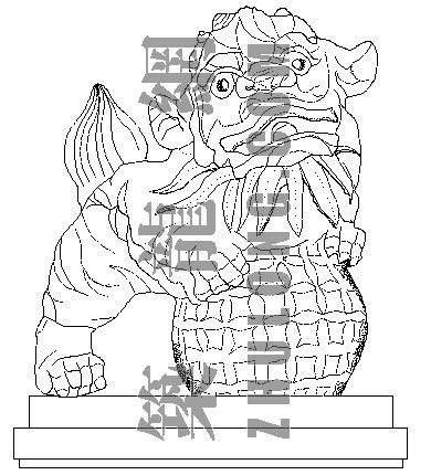 cad石狮子图块资料下载-雕塑007