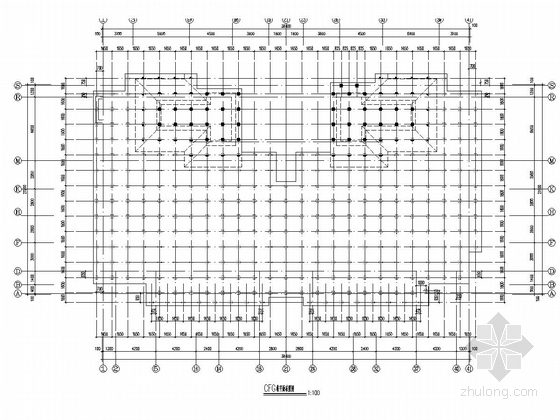 [河南]15层剪力墙结构住宅楼结构施工图（CFG桩复合地基筏板基础）-CFG桩平面布置图