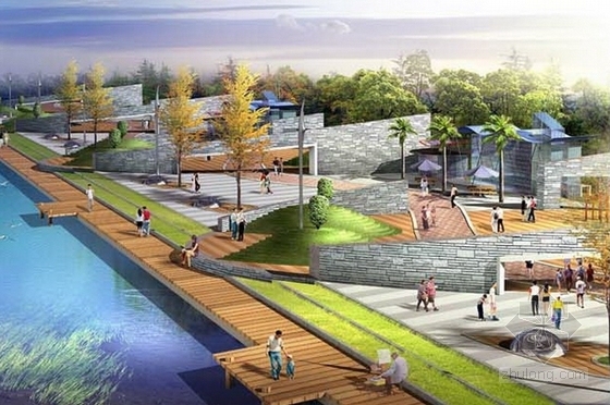 [四川]综合多地块滨河城市沿线景观规划设计方案-景观效果图