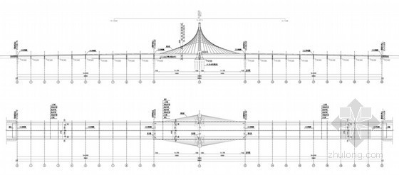 100m跨径支承体系独塔斜拉桥超全施工组织设计（412页图文丰富）-主桥布置图 