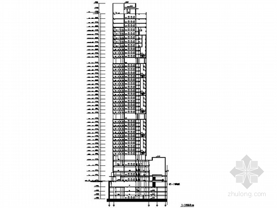 [北京]40层超高层商住楼建筑施工图-住宅区剖面图 