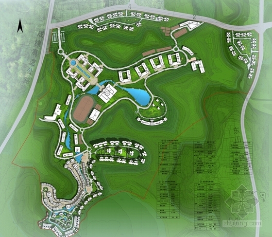 [湖南]简欧风格大学校园规划及单体建筑设计方案文本-简欧风格大学校园规划总平面图