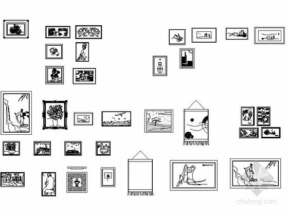 画CAD图块资料下载-全套字画立面CAD图块下载