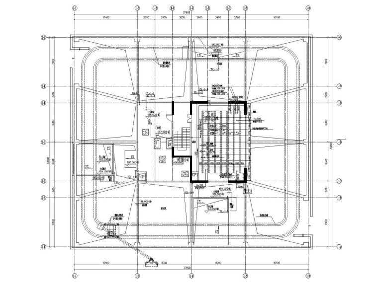 [深圳]8栋超高层商务中心给排水消防全套施工图177张（含泵房）-1栋 塔楼屋顶构架平面.jpg