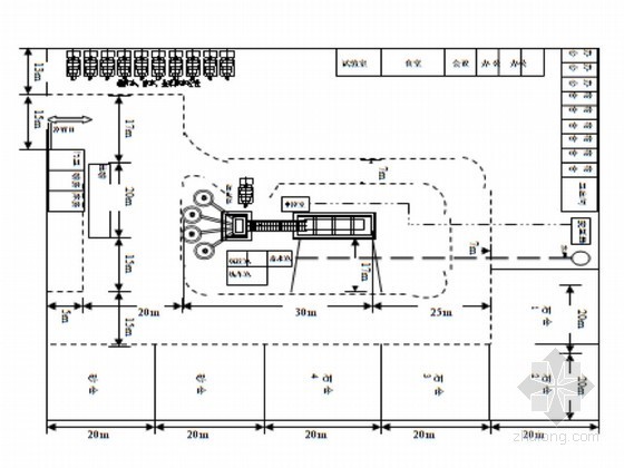 Ⅰ级双线铁路施组设计（路基 桥涵 轨道）-砼拌和站平面布置图 