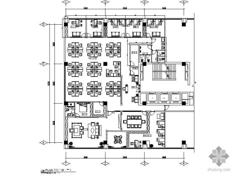 钢结构办公室装修施工图资料下载-[西安]某办公室装修施工图