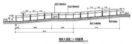 残疾人坡道扶手施工图资料下载-某广场残疾人坡道施工图