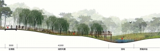 [西安]左岸四季生态湿地公园景观规划方案-景观立面图