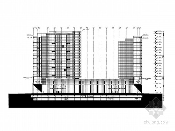 [江苏]21层星级酒店建筑施工图（480张 知名建筑设计）-酒店剖面图