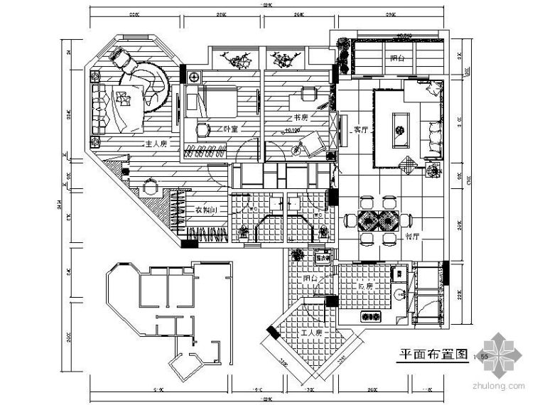 三居室电路改造施工图资料下载-[香港]某三居室施工图