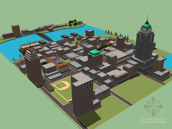 城市建筑SketchUp模型下载-城市建筑 