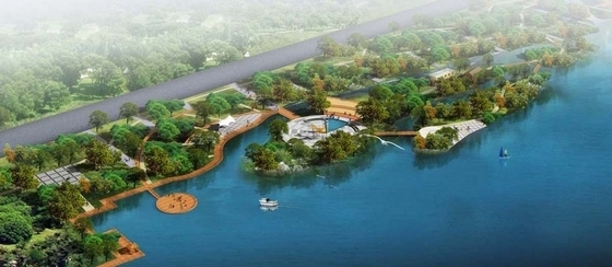 [苏州]人工河流公共绿地景观规划设计方案-鸟瞰效果图