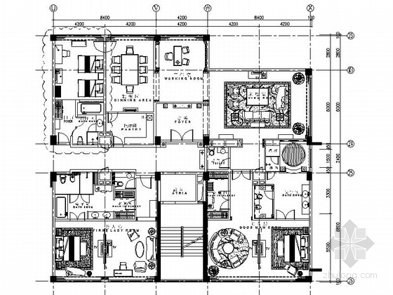 五星级酒店总统套房cad资料下载-[厦门]豪华五星级假日酒店总统套房室内装修图