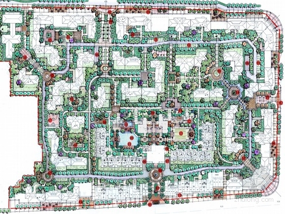 新古典庭院景观资料下载-[福建]北美新古典主义风格居住区景观规划设计方案（含扩初图）