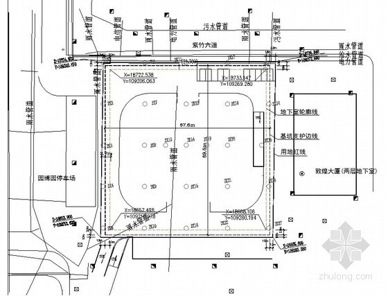 [广东]四层地下室基坑开挖支护施工组织设计（专家论证）-基坑周边环境图 