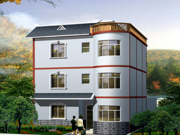 四川新农村建设户型平面图资料下载-户型为3层新农村独栋别墅建筑方案设计（包含CAD）